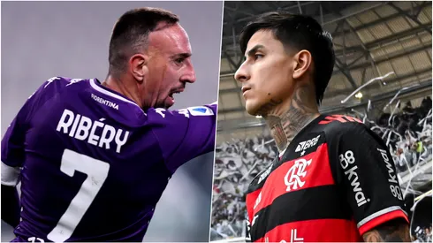 Ribéry festeja junto a Pulgar los 100 partidos del chileno en el Fla.