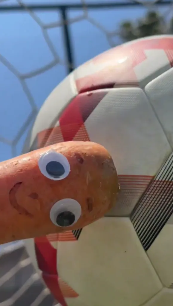 El momento en que Zanahoria evita un gol, una escena muy al estilo 31 Minutos. (Captura Palestino).