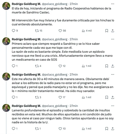 Goldberg decidió cerrar su cuenta en X ante los comentarios odiosos.