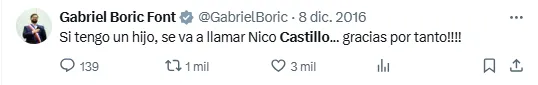 El mensaje de Gabriel Boric de hace ocho años. | Foto: Captura.