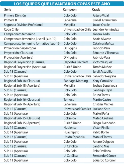 El listado completo de campeones 2024: (Infografía: LUN)