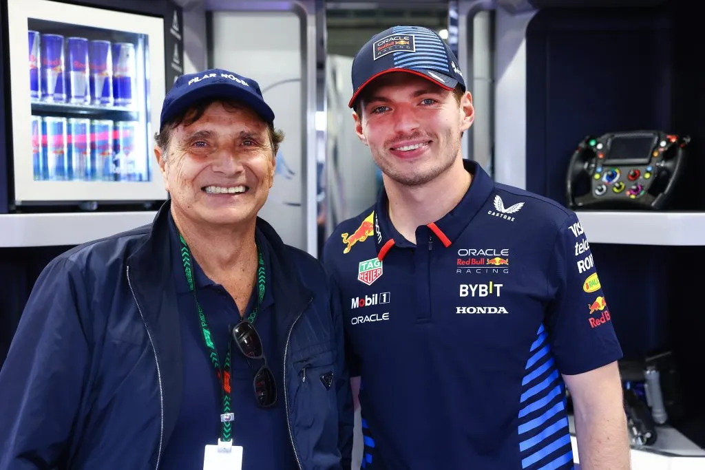 Nelson Piquet y Max Verstappen en el Gran Premio de Brasil 2024. (Foto: Mark Thompson/Getty Images)