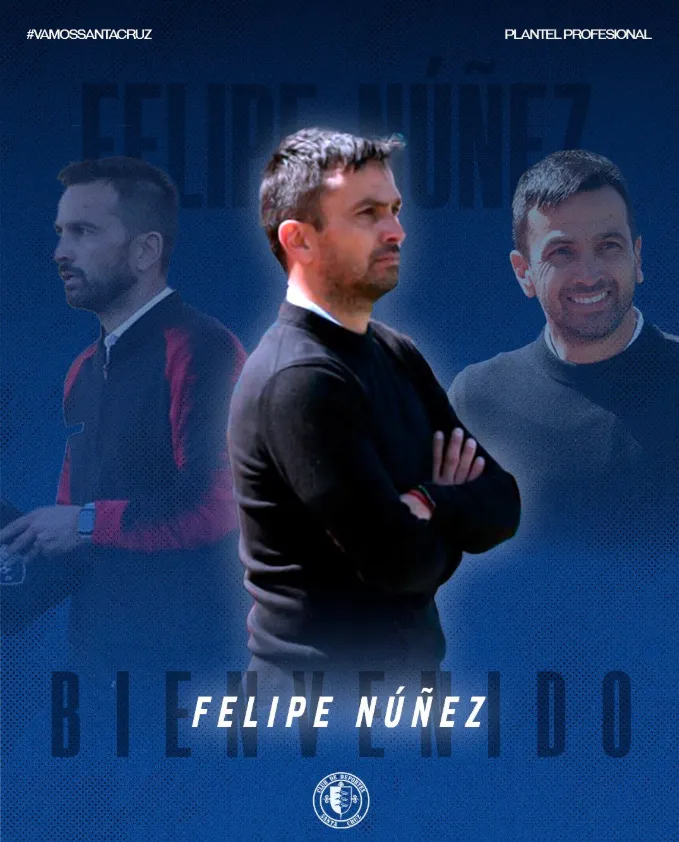 La gráfica de bienvenida a Felipe Núñez. (Foto: Deportes Santa Cruz).