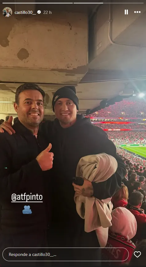Nicolás Castillo estuvo presente en el triunfo de Benfica. Foto: Instagram.