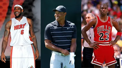 LeBron James, Tiger Woods y Michael Jordan