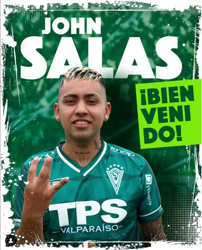 John Salas en su oficialización como refuerzo de Wanderers. (Foto: Instagram).