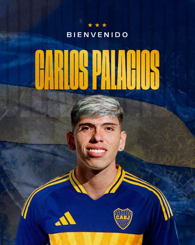 La gráfica para anunciar la llegada de Carlos Palacios a Boca. (Foto: Captura).