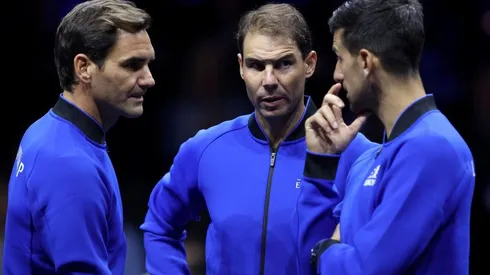 Roger Federer, Rafael Nadal y Novak Djokovic en Laver Cup 2022.