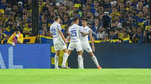 Salomón Rodríguez celebrando con Godoy Cruz.