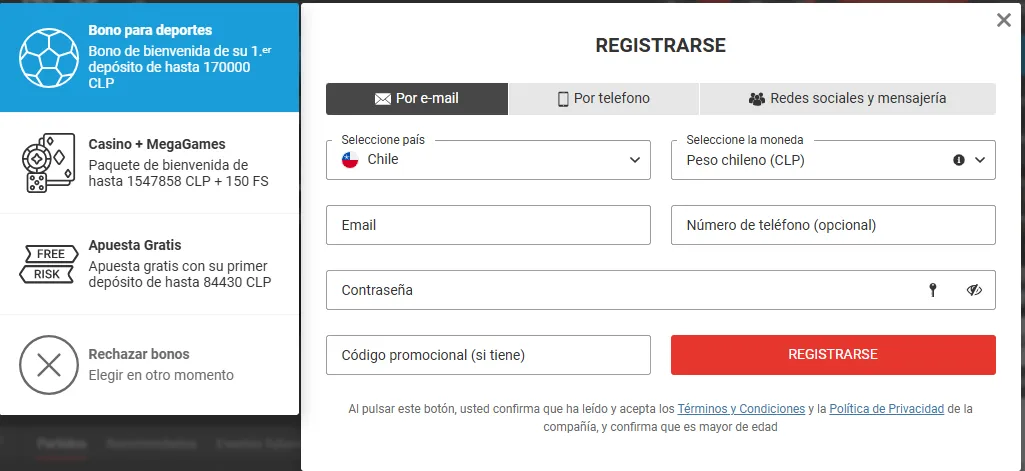 código promocional megapari