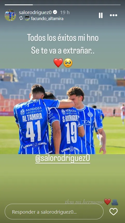 Facundo Altamira se despidió con mucho afecto de Salomón Rodríguez. (Captura Instagram).