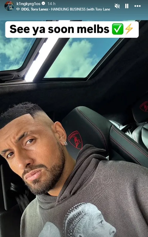 Publicación de Nick Kyrgios en sus historias de Instagram.