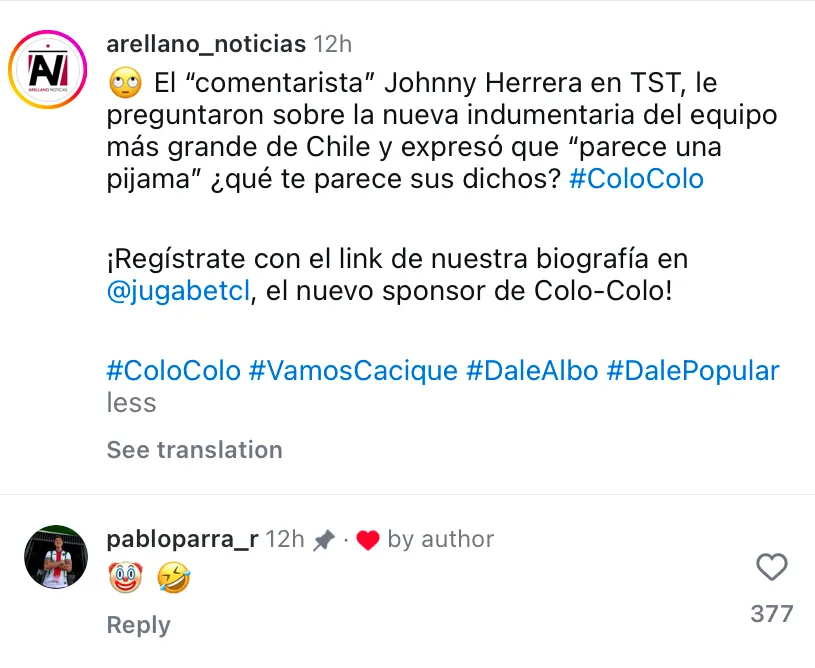 Pablo Parra se rio de Johnny Herrera
