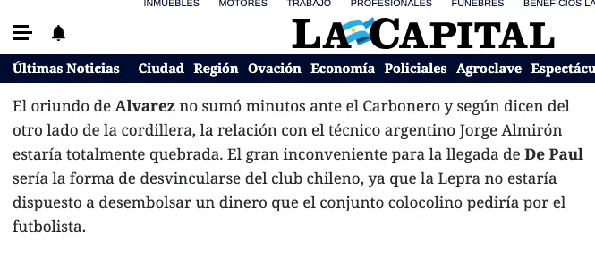 Medio argentino revela que hay quiebre en el camarín albo