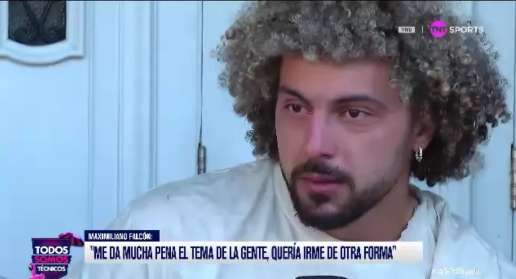 Maxi Falcón lloró en la despedida de Colo Colo. Foto: TNT Sports.