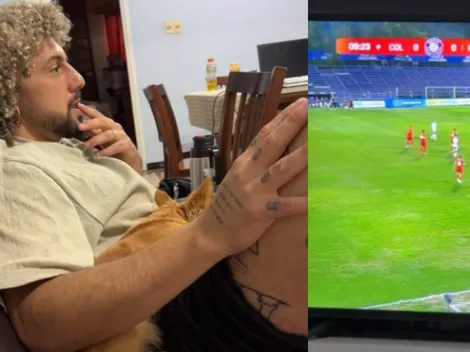 Captan al Peluca Falcón mirando a Colo Colo por TV