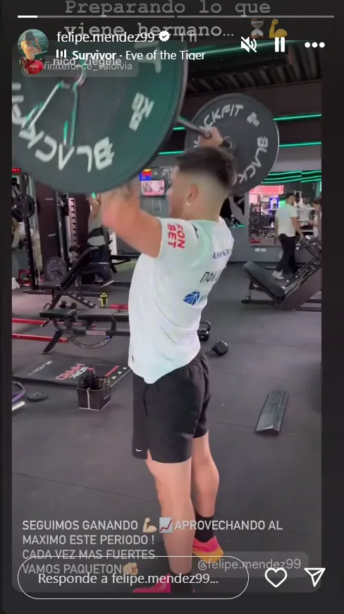 Méndez en el gimnasio. (Captura Instagram).