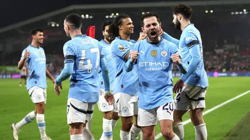 Bernardo Silva celebra su gol en Manchester City.