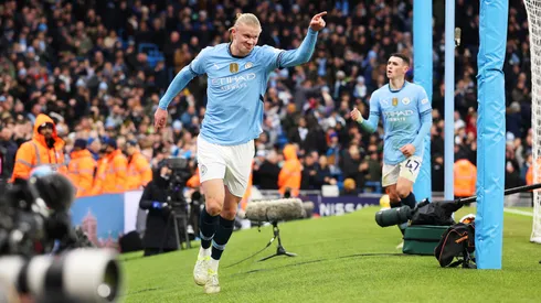 Erling Haaland, candidato a anotar contra PSG en la UEFA Champions League, celebrando en la liga inglesa.