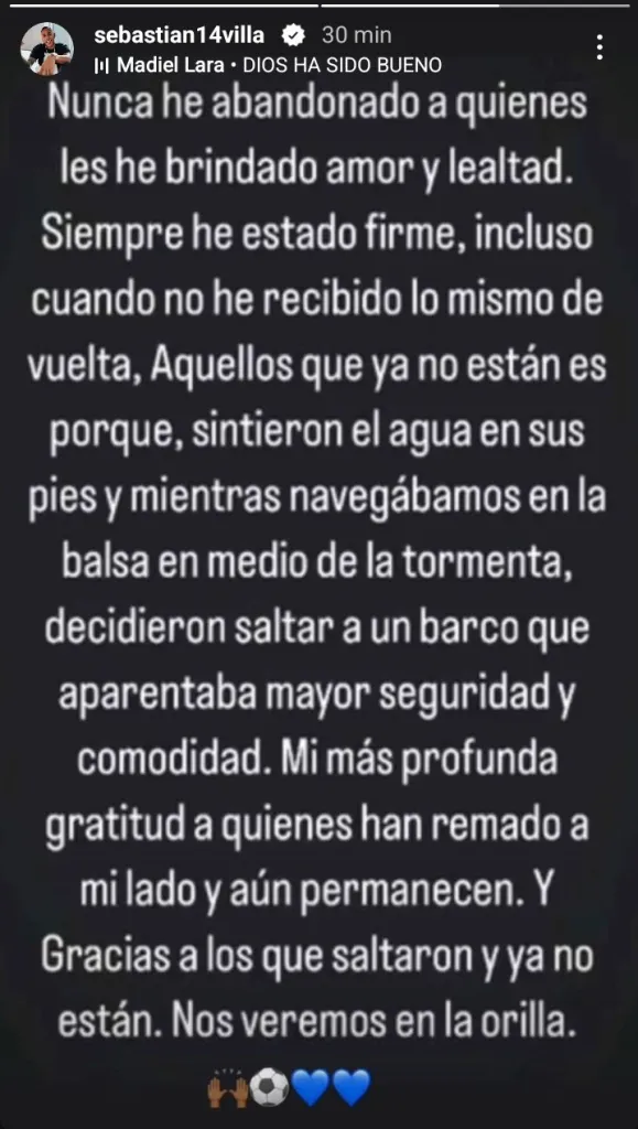 El mensaje completo de Villa.