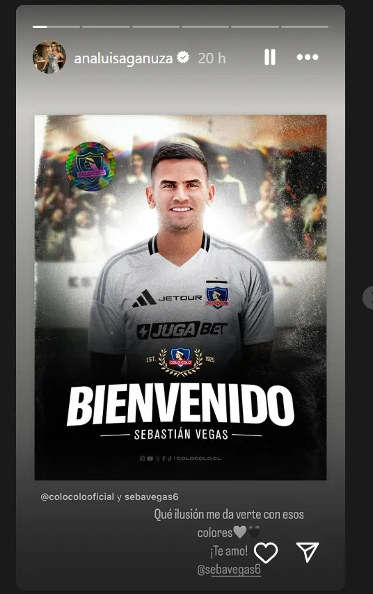 El mensaje colocolino que le dedicó su esposa a Seba Vegas