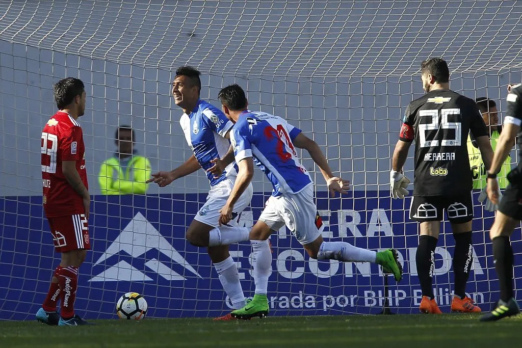 Rodrigo Contreras le marcó un doblete a la U en 2018, pero quedó impactado con los hinchas azules. Foto: Marcelo Hernandez/Photosport