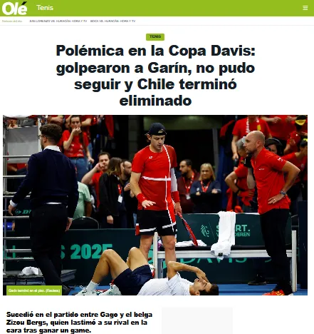 Al otro lado de la cordillera también reaccionaron al escándalo de Chile y Bélgica en Copa Davis. | Foto: Captura.