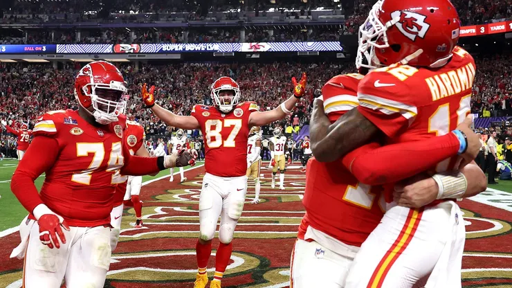 Los Kansas City Chiefs celebran tras ganar la Super Bowl 2024.