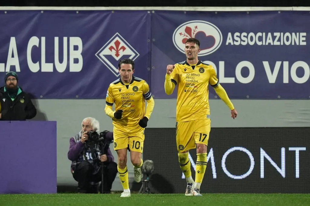 Florian Thauvin y Lorenzo Lucca celebran. (Massimo Paolone/LaPresse).