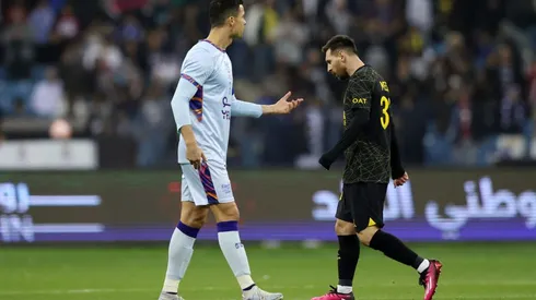 Lionel Messi y CR7 jugando en Arabia, año 2023.