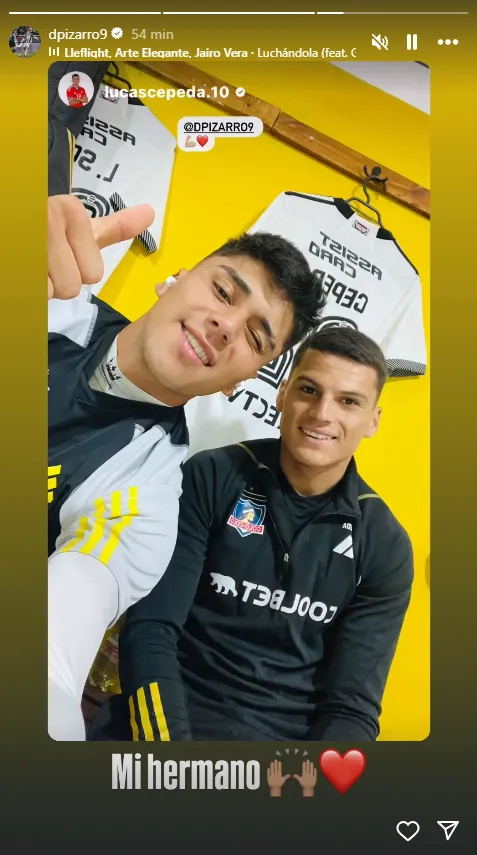 Lucas Cepeda le entregó su cariño a Damián Pizarro en medio de su mal momento. Foto: Instagram.
