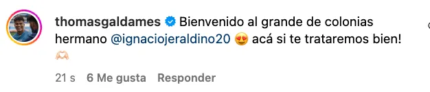 El mensaje que dejó Thomas Galdames en la presentación de Ignacio Jeraldino en Unión Española. | Foto: Captura.