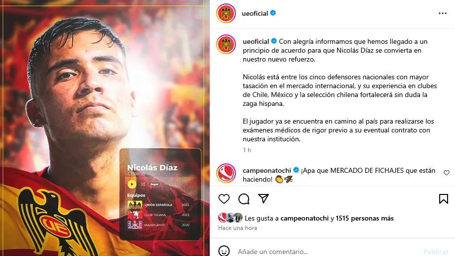 Nicolás Díaz llega a Unión Española.