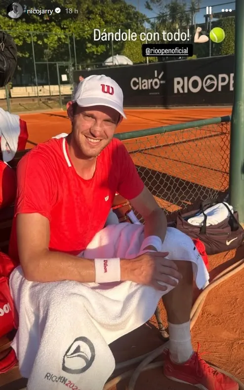 Nicolás Jarry muestra en Instagram cómo se prepara para la segunda ronda de ATP de Río.