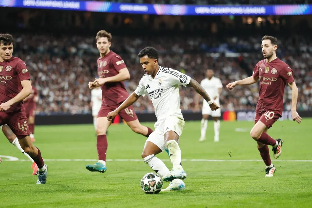 Rodrygo Goes en acción frente al Manchester City en el Bernabéu. (Foto: Imago).