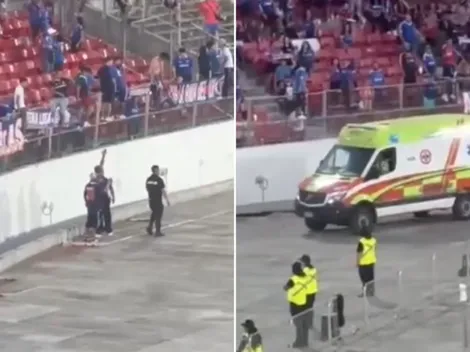 Hincha de la U cae al foso del Nacional y es evacuado de emergencia