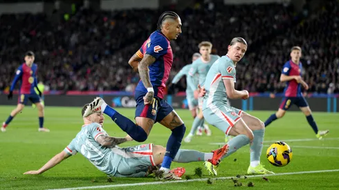 Raphinha en el último juego de Barcelona contra Atlético de Madrid en la liga española.