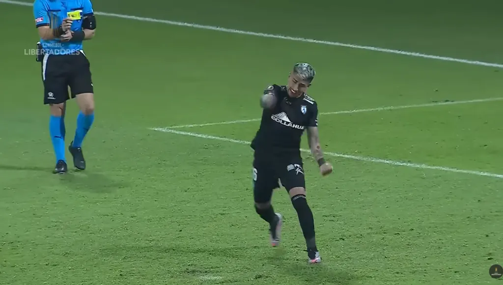 El efusivo festejo de Bryan Soto en Colombia. (Captura Conmebol Libertadores).