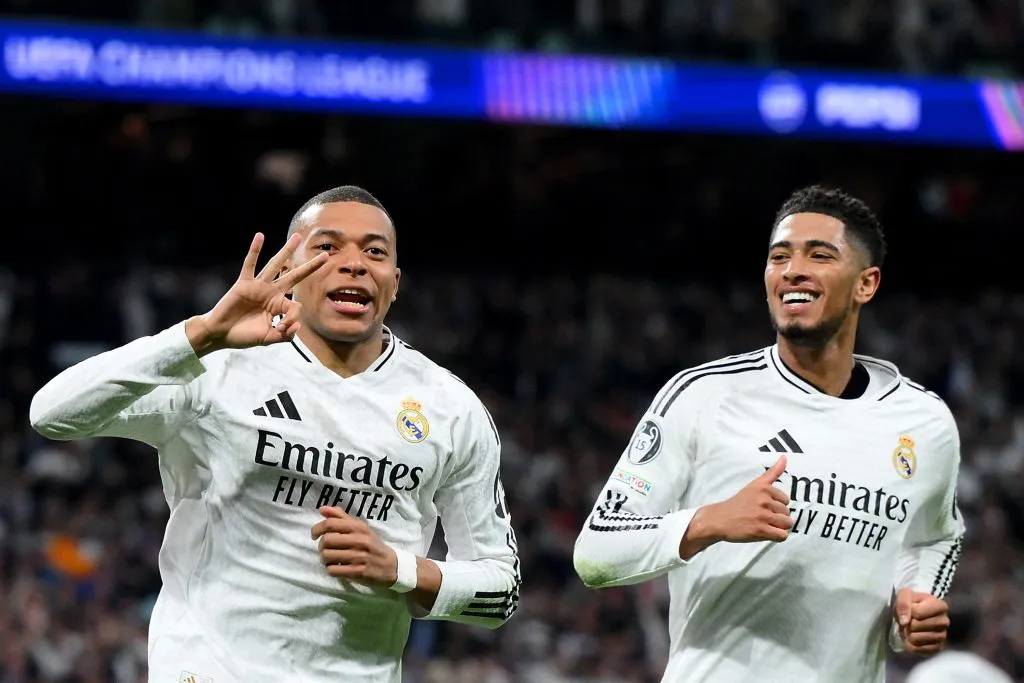Kylian Mbappe fue la gran figura del Madrid ante el City anotando los tres goles con que los Merengues derrotaron 3-1 en la revancha. (Foto: David Ramos/Getty Images)