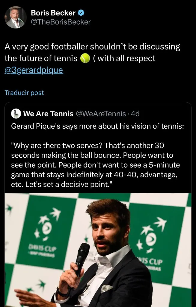 Publicación de Boris Becker en X.