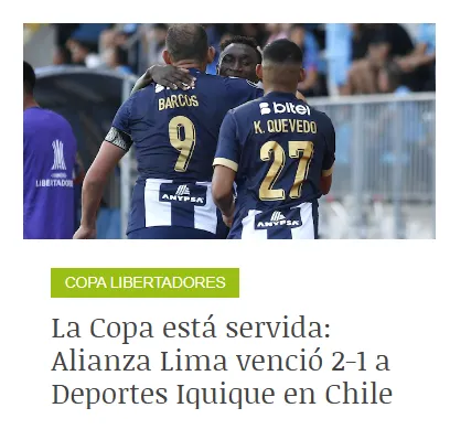 Depor dice que Iquique ya está servido para Alianza.