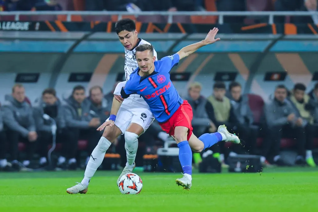 Darío Osorio en el Midtjylland por la Europa League. (Vasile Mihai-Antonio/Getty Images).