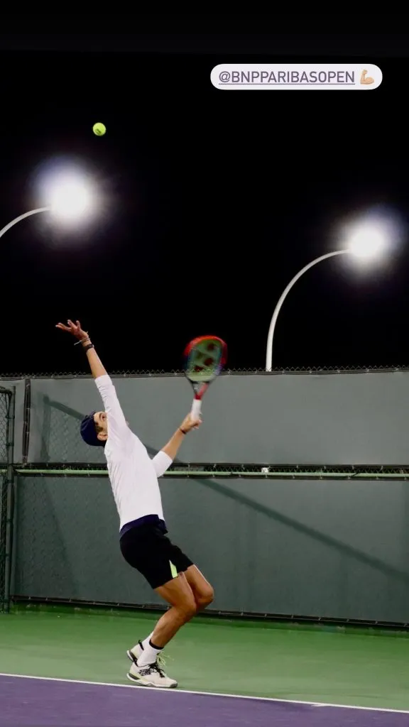 Alejandro Tabilo entrena para su debut en Indian Wells (Instagram)