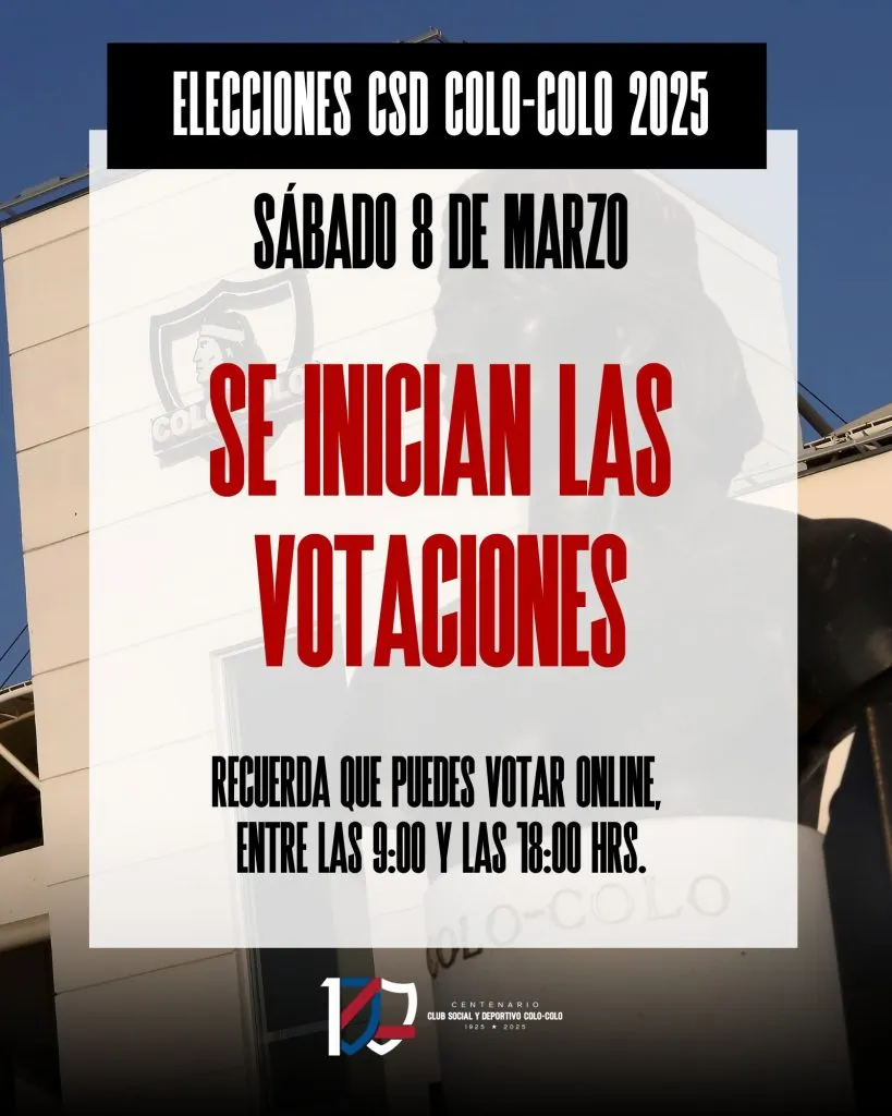 A las 09:00 horas de este sábado iniciaron las votaciones del CSD Colo Colo.