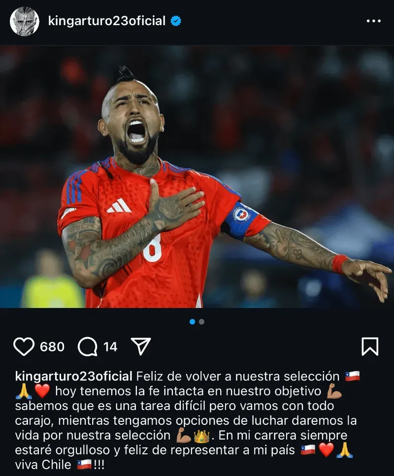 Arturo Vidal reacciona a la nómina de Ricardo Gareca en La Roja.