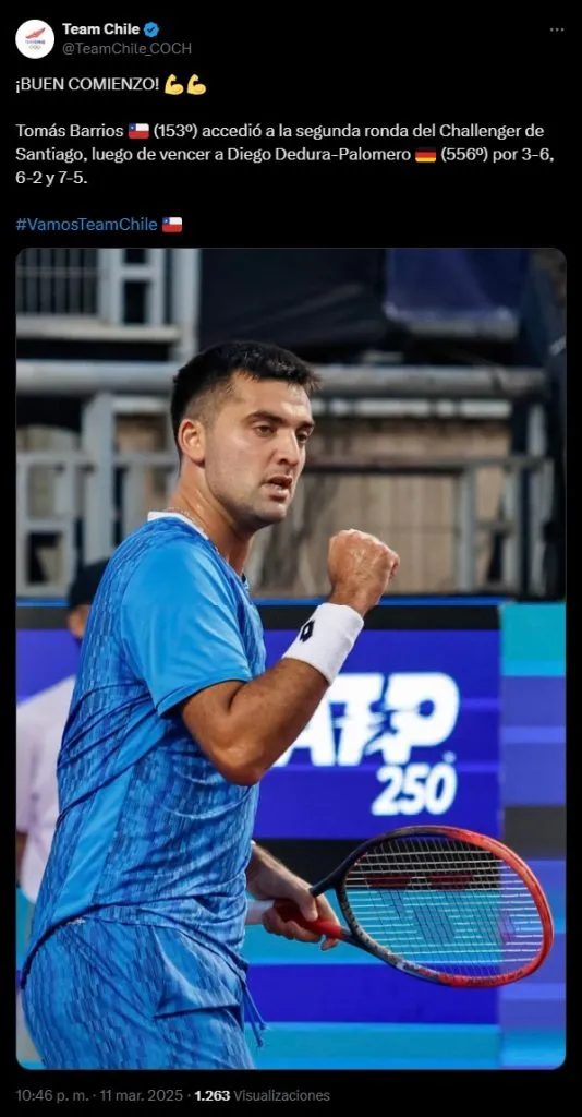 Publicación del Team Chile en su cuenta de X.