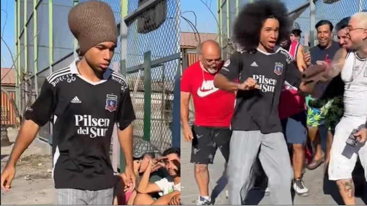 El influencer Noelgoescrazy está en Chile y se lució con la camiseta de Colo Colo,