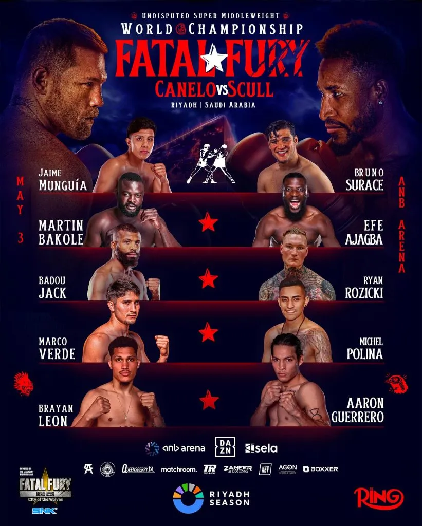 Afiche promocional con toda la cartelera de “Canelo” vs. Scull. (Foto: Ring Magazine)