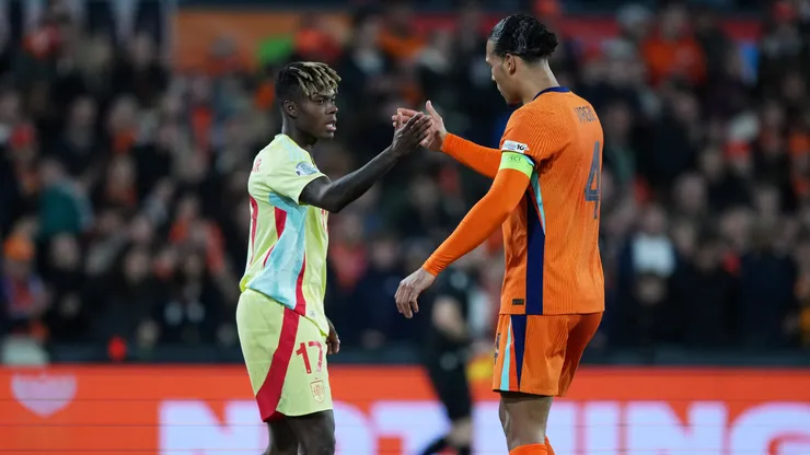 Nico Williams y Virgil van Dijk en el último enfrentamiento entre España y Países Bajos.