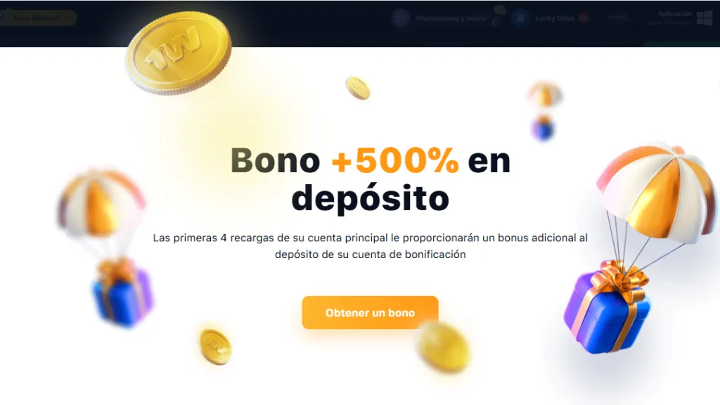 Captura realizada desde la web oficial de 1win el 23/03/2025